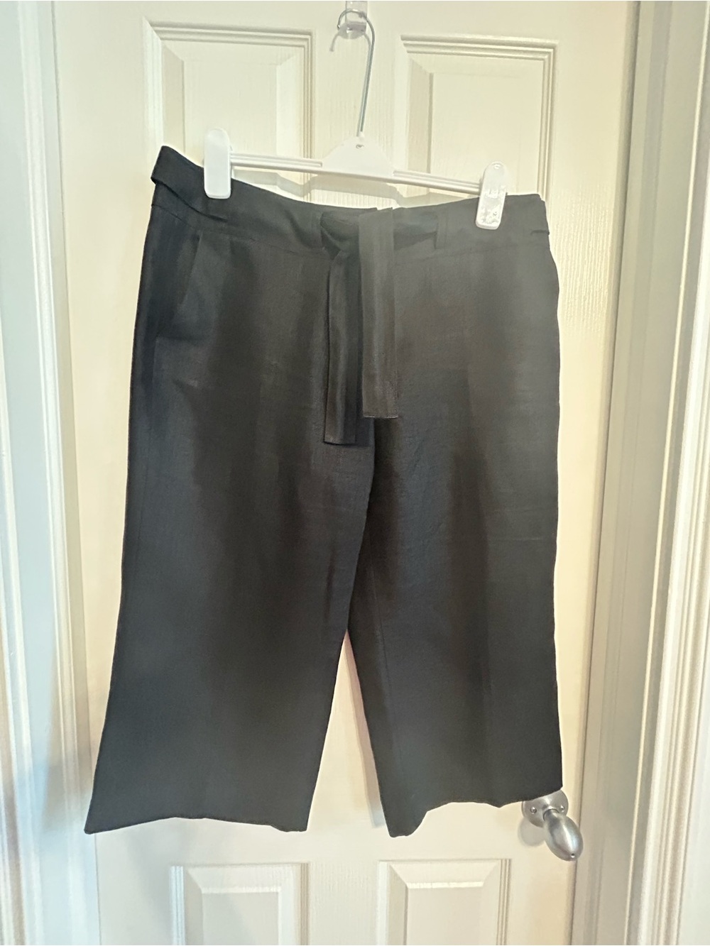 Talbots Black Linen Wide-Leg Pants with Tie Waist
